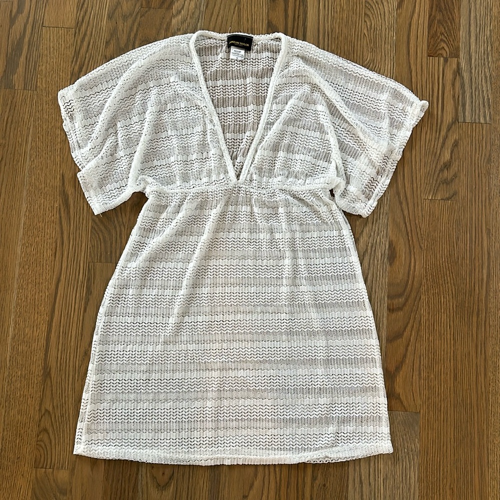 NWOT Jordan Taylor Swim Cover Up sz Small Herringbone V-Neck Plunge Empire Waist